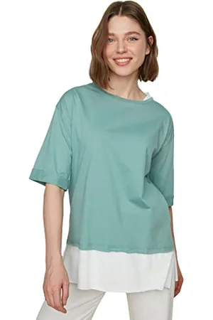 Trendyol Damen Suprem Track Detaillierte Freund Gestricktes T-shirt T Shirt, , S EU