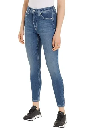 Calvin Klein Jeans Damen Jeans High Rise Super Skinny Ankle Skinny Fit, Blau (Denim Medium), 27W