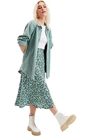 Trendyol Damen Tile Flower Pattern Tip Detailed Skirt, , 42 EU