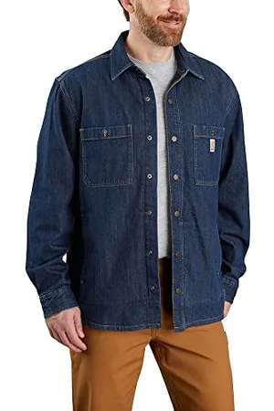 Carhartt Herren Relaxed Fit Denim Fleece Lined Snap-Front Work Utility Button Down Shirt, , M EU