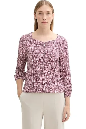 TOM TAILOR Damen 1043101 Crincle Blusen-Shirt mit Alloverprint, 35890-Organic Berry Dot Design, Small