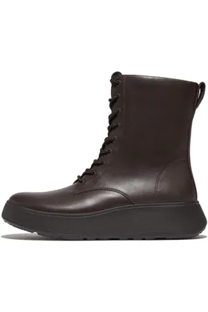 FitFlop Damen F-Mode Leder Schnürstiefeletten Flatform Stiefel, , 38 EU