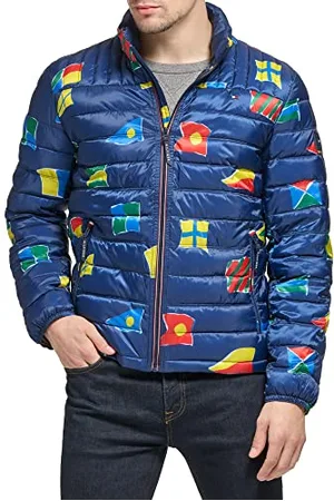 Tommy Hilfiger Herren Lightweight Down Alternative Packable Puffer Jacket Daunenalternativer Mantel, Marineblaue Flagge, S
