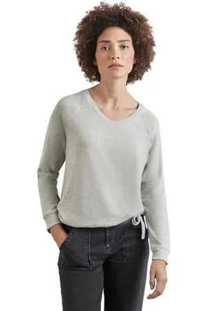 Street one Damen A322371 Shirt mit Glitzer-Bündchen,Grau, 40