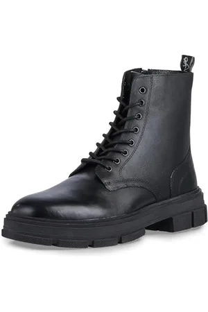 Marco Tozzi By Guido Maria Kretschmer Herren Stiefeletten zum Schnüren aus Leder mit Reißverschluss, (Black), 45 EU