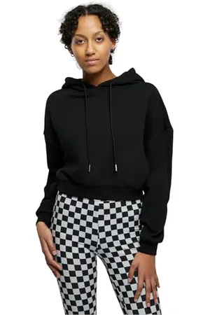 Urban classics Damen TB6085-Ladies Cropped Heavy Hoody Kapuzenpullover, Black, L