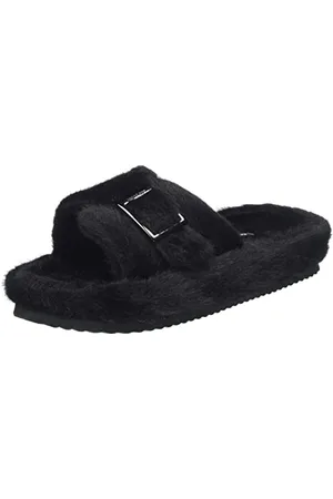 flip*flop Damen furbuckle Hausschuh, Black, 36 EU