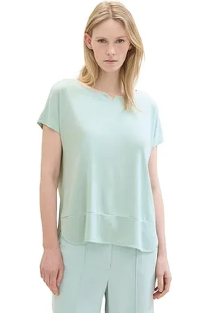 TOM TAILOR Damen Basic T-Shirt mit weitem Rundhalsausschnitt, , XXL