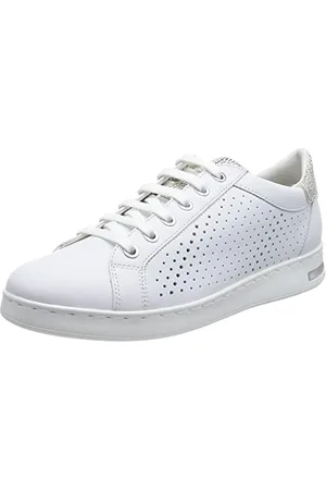 Geox D Jaysen Sneaker, White/Silver (Weiß), 36 EU