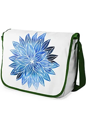 Bonamaison Le Jardin du Lin Digital Bedruckte Messenger Schultaschen mit Khaki Riemen für Mädchen und Jungen, Zurück zur Schule, Kuriertaschen für Schüler, Umhängetaschen, Größe: 29x36 Cm