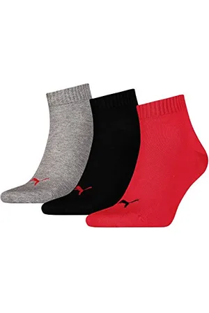 PUMA Unisex kvarts-sokker Quarter Socken, Schwarz / Rot, 35-38 EU