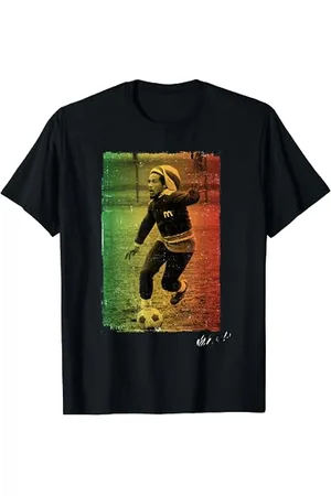 Bob Marley Rasta Fußball T-Shirt, , S, Klassische Passform, Halbarm, Crew Kragen, Unisex, Officially Licensed, Imported