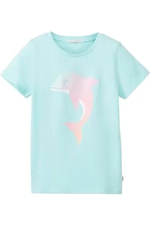 TOM TAILOR Mädchen Kinder T-Shirt mit Delphin-Print , soft blue lagoon, 92/98