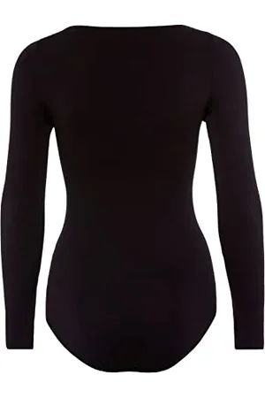 Falke Damen Shapewear Ganzkörper-Body Fine Cotton Crew Neck W Bo Baumwolle Langarmbody 1 Stück, , L 44-46
