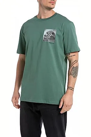 Replay Herren T-Shirt Kurzarm Rundhalsausschnitt Racing, (Grün), XXL