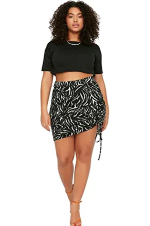 Trendyol Damen, figurbetont, schmale Passform, gestrickt, Übergröße Rock, , XXL Plus