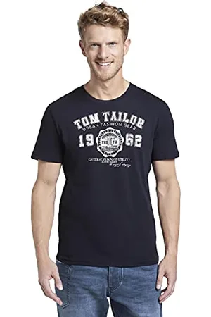 TOM TAILOR Herren T-Shirt mit Logo-Print, , M