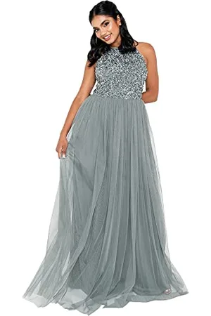 Maya Deluxe Damen Versierd Houder Hals Maxi Jurk Brautjungfernkleid, , EU 54(UK 26)