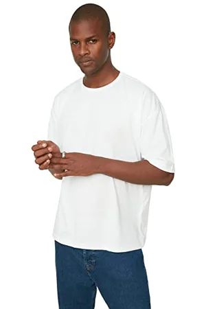 Trendyol Herren Männliches Basisches Bike-kragen Übergroß Kurzarm-t-shirt T-Shirt Western, , XS