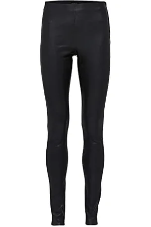 SELECTED Damen Sfsylvia Mw Stretch Leather Leggin Noos Hose, Black, 38 EU