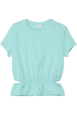 QS by s.Oliver Mädchen 2142487 T-Shirt mit Flammgarnstruktur, türkis, M