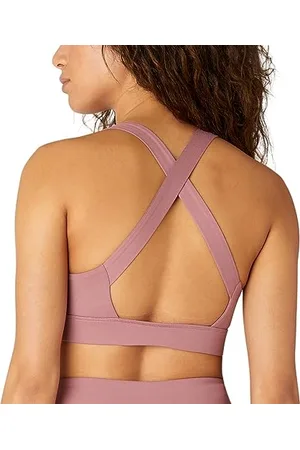 FM London Sport-BH mit Riemen für Damen , Nahtloser, stoßdämpfender Sport-BH für Fitness und Yoga , Gepolsterter Sport-BH, der fest, aber sanft auf der Haut sitzt , Atmungsaktiver