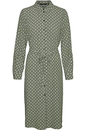 VERO MODA Damen Vmnya Catch Ls Calf Shirt Dress Wvn, , M