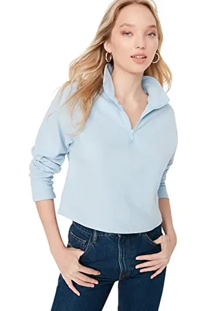 Trendyol Damen Stehkragen Uni Regular Sweatshirt, , X-Large