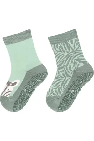 Sterntaler Fli Fli AIR 2er Pack Zebra - Fliesen Flitzer für Mädchen im Doppelpack - Stoppersocken mit rutschfester Sohle - Fliesensocken mit Motiven - , 18