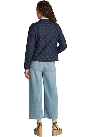 Tommy Hilfiger Damen Steppjacke Down Quilted Collarless mit Knopfleiste, Blau (Dark Night Navy), XXS