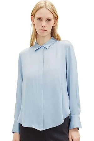 TOM TAILOR Damen 1037897 Basic Satin Bluse, 26320-stonington Blue, 38