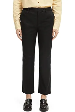 Scotch&Soda Maison Damen Abott-Mid Rise Tapered Chino in Organic Cotton Hose, Black, 25W / 32L