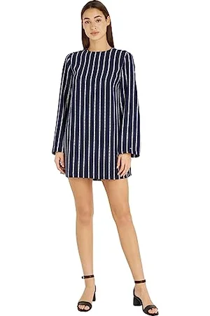 Tommy Hilfiger Damen Kleid Stripe Langarm, Mehrfarbig (Argyle Stp/ Desert Sky), 40