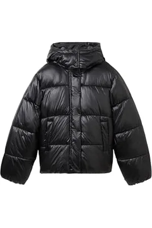 TOM TAILOR Mädchen 1038494 Shiny Puffer Winterjacke mit Kapuze, 29999-Black, 140