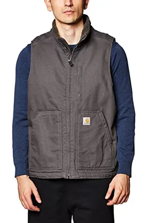 Carhartt Herren Loose Fit Washed Duck Sherpa-Lined Mock-Neck Vest Arbeits-Utility-Oberbekleidung, , M
