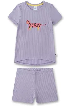 Sanetta Mädchen-Schlafanzug kurz lila | Hochwertiger und bequemer Schlafanzug aus Viskose-Baumwoll-Mix für Mädchen. Pyjamaset für Mädchen 104