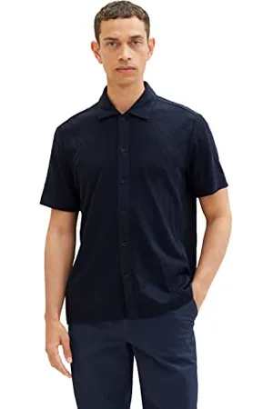 TOM TAILOR Herren 1036931 Sommer-Hemd mit Muster, 10668-Sky Captain Blue, XL