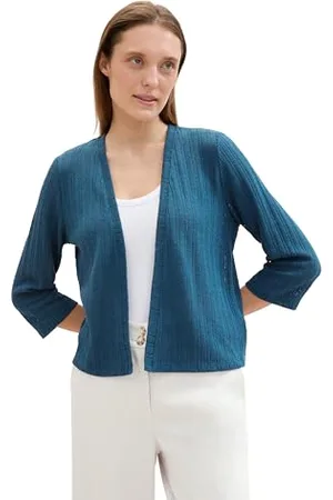 TOM TAILOR Damen Basic Cardigan für den Sommer, Moss Blue, S