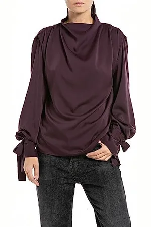 Replay Damen Bluse Langarm aus Viskose, (Rot), XS