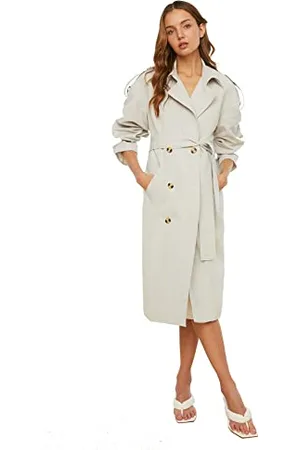 Trendyol Damen Archbreaker Detaillierter Wasser der Lange Trenchmantel Trench Coat, , 34 EU