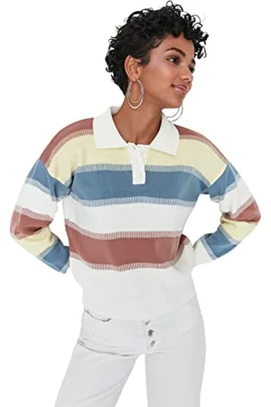 Trendyol Damen Pullover mit Rollkragen, Colorblock Sweatshirt, , Small