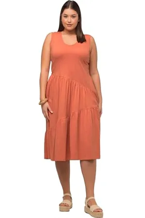 Ulla Popken Damen Flared Strap Dress Kleid, , 46-48