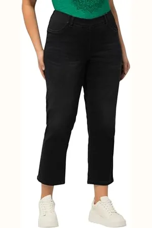 Ulla Popken Damen Jeans Denim, Black, W50 / L32