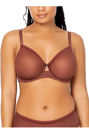 CURVY COUTURE Damen Sheer Mesh Full Coverage Unlined Underwire Bra BH mit voller Abdeckung, Durchsichtig, , 75DD