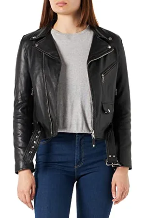 Schott NYC Damen Lederjacke LCW8600, Gr. 38 (Herstellergröße: M), Schwarz