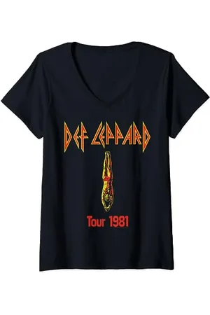Def Leppard Tauchen T-Shirt mit V-Ausschnitt