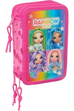 Safta RAINBOW HIGH SHINE Schulmäppchen mit 37 Utensilien, Kindermäppchen, Kindermäppchen, ideal für Kinder von 5 bis 14 Jahren, bequem und vielseitig, Qualität und Widerstandsfähigkeit, 12,5 x 5,5 x 19,5
