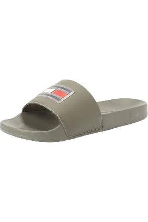 Tommy Hilfiger FLAG HILFIGER POOL SLIDE ( Schlappen Herren, Grau (Shady Stone), 45 EU
