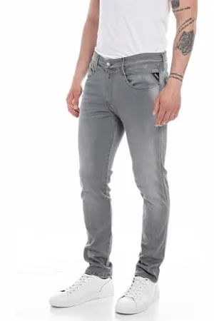 Replay Herren Jeans Anbass Slim-Fit Hyperflex Recycled mit Stretch, (Grau), 31W / 36L