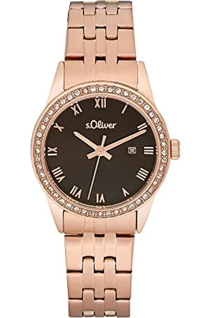 QS by s.Oliver Armbanduhr Damen Quarzuhr Analog, mit Edelstahl Armband, Rosefarben, 5 bar Wasserdicht, Kommt in Uhren Geschenk Box, 2033563